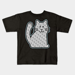 PEACE CAT STICKER | LIGHT BLUE TEAL AND GRAY Kids T-Shirt